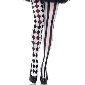 Leg Avenue Black/White Harlequin Tights